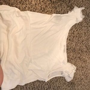 Plain white floral shoulder tank